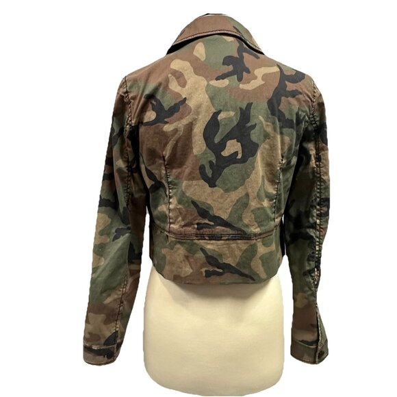 Marrakech Anthropologie Camo Cropped Utility Jacket Women’s Small Cotton Stretch - Picture 6 of 10